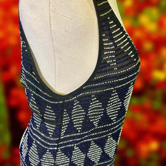 Parker Rare ‘Lola’ Diamond Design Beaded Split-Back High-Low Tank Top Size Small - Picture 14 of 16